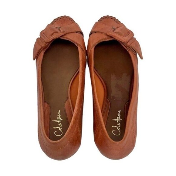 NEW Cole Haan Size 8 Orange Leather Slip-On Ballet Loafers w/ Buckle Accent - Picture 8 of 10